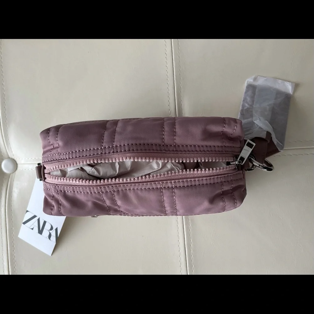 Zara Nylon Toiletry Bag w/ Topstitching Pink